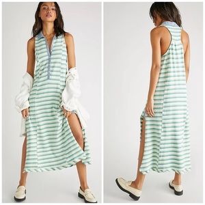 Free People Striped Green and Blue Midi Dress